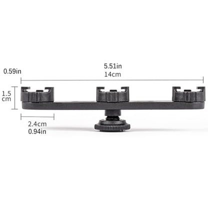 Camera Hot Shoe Mount Triple Shoe Mount Extension Bar Hot Shoe Adapter Bracket with 1/4 Screw Hole Accessory