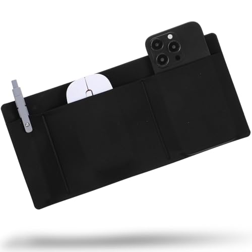 3-Pocket Organizer Mouse Holder for Laptop Stick on External Hard Drive SSD Holder Sleeve Computer Accessories Stick on Pouch Organizer Adhesive Pocket Storage Sleeve for Mouse HDD SSD Cables