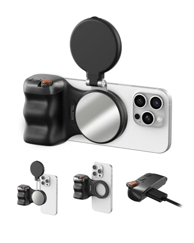 TELESIN Fun Shot Magnetic Phone Camera Grip+ C03 Magnetic Selfie Light Creator Kit Compatible with iPhone Magsafe & Android, Bundle Kit for Selfies/Photography/TikTok/Zoom Calls/Video (Black) - color: Black