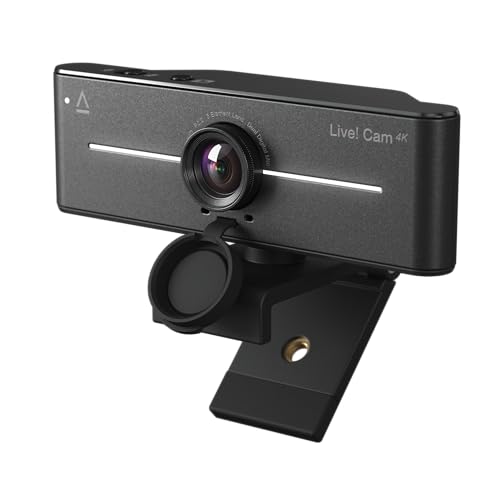Creative Live! Cam 4K UHD USB Webcam with Backlight Compensation, Up to 60 FPS, 95° Wide-Angle Lens, Privacy Lens, Built-in Mics, Plug & Play for PC and Mac