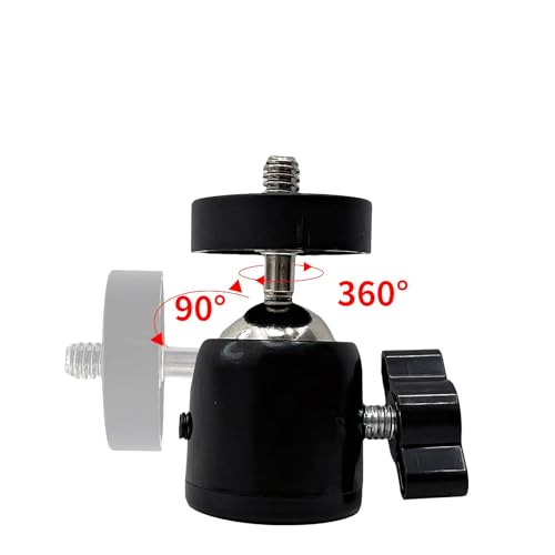 Universal 1/4" Swivel Mini Ball Head Tripod Mount, Black, 10-Pack | 360 Degree Rotating Adapter, For DSLR Cameras, For Tripods, For Monopods