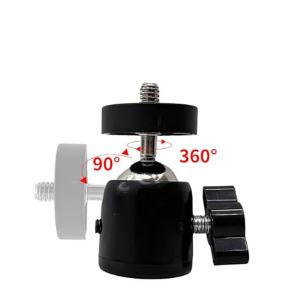 Universal 1/4" Swivel Mini Ball Head Tripod Mount, Black, 10-Pack | 360 Degree Rotating Adapter, For DSLR Cameras, For Tripods, For Monopods