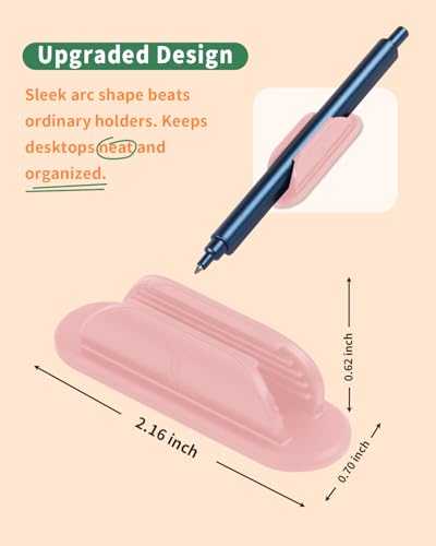Tiizze Adhesive Pencil Holders for Desk Set of 10 - Silicone Pen Holder with 15 PCS Adhesive Pads - Flexible Pencil Holder for Office Essentials Accessories and Teacher Supplies, Pink - color: PINK