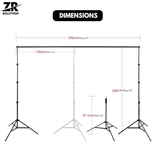 Photography Backdrop Stand Kit, Adjustable Photo Support Stand with 4 Spring Clamps, Carry Bag, Telescopic Background Frame, Green Screen, Product Photos, Video Recording ((8.5 x 9.8 ft)) - size: (8.5 x 9.8 ft)