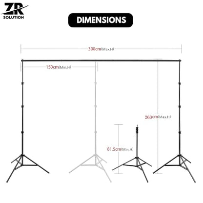 Photography Backdrop Stand Kit, Adjustable Photo Support Stand with 4 Spring Clamps, Carry Bag, Telescopic Background Frame, Green Screen, Product Photos, Video Recording ((8.5 x 9.8 ft)) - size: (8.5 x 9.8 ft)