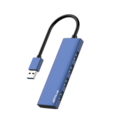 USB Hub, USB 3.0 Hub Aluminum Alloy Ultra Slim USB Splitter, Portable 4 Port USB Extender, USB Hub for Laptop, PC, MacBook, iMac, Surface Pro, Mac Pro, Flash Drive, XPS 【Blue】 - color: Blue-Aluminum Alloy, size: 25cm