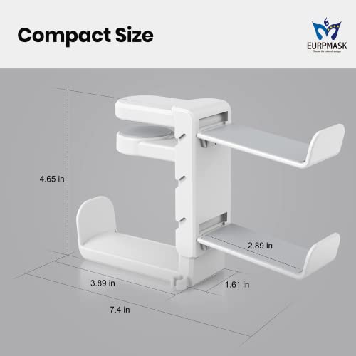 3-in-1 PC Gaming Headset&Controller Holder - EURPMASK Headphone Stand w/Adjustable Clamp&2 Controller Holder&Rotating Arm&Cable Organizer, Universal PC Gaming Accessory Controller Headset Stand-White - color: White