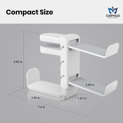 3-in-1 PC Gaming Headset&Controller Holder - EURPMASK Headphone Stand w/Adjustable Clamp&2 Controller Holder&Rotating Arm&Cable Organizer, Universal PC Gaming Accessory Controller Headset Stand-White - color: White