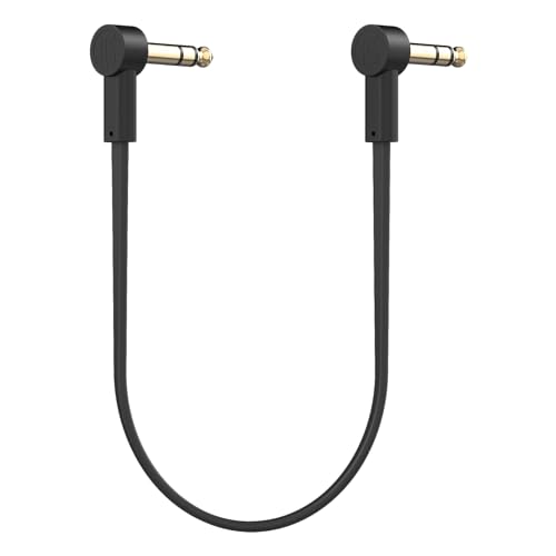 Rock Stock 1/4" Stereo TRS Flat Patch Cables - 36" Ultra-Thin, Right Angle, Low Profile, Gold Plated, Braided Shielding - Maximize Pedalboard Space, Eliminate Noise, Connect Guitar Effects Pedals - size: 36 Inches (3 Ft)