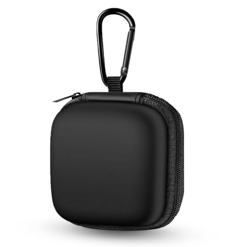 Earbud Case Portable EVA Storage Bag Cell Phone Accessories Organizer with Carabiner for Wired/Wireless Earphone, Earbud, Earpieces, SD Memory Card, Camera Chips, Tech Pouch, Black