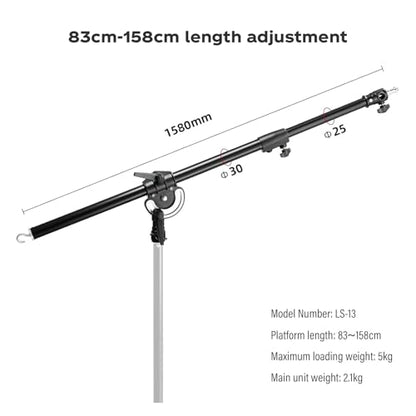Soonpho Photography Extension Boom Arm for Light Stand/C-Stand,2.3ft to 4.9ft Ajustable Crossbar Holding Arm with 1/4" to 3/8" Screw