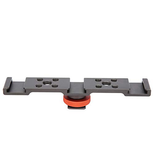 3 in 1 Hot Shoe Mount Adapter, Extension Bar Bracket Stand with 3pcs Hot Shoe Mount for Camera Mobile Phone Rabbit Cage (Gray) - color: Gray