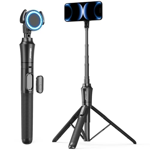 UBeesize 72'' Magnetic Tripod for iPhone with Remote, Extendable Cell Phone Tripod Stand, Compatible with MagSafe, Selfie Stick Tripod for iPhone 15 14 13 12 11 Series and Android Phones - color: Black, size: 72-in
