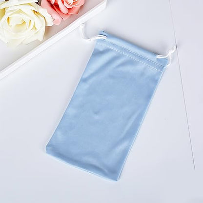 6pcs Eyeglasses Sunglasses Microfiber Pouch Bag, Cell Phone Storage Pouch 7.1" x 3.5" - color: Blue