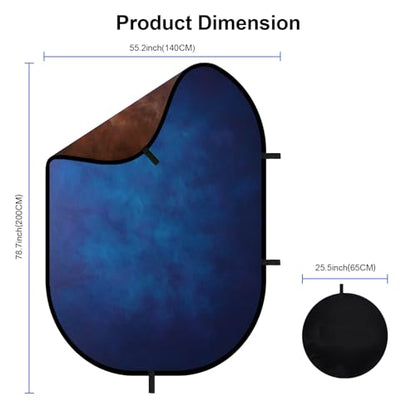 Selens 2 in 1 Portable Backdrop Double Side of Collapsible Backdrop for Portrait Photography, Video, Live Stream,55.12 * 78.75inches(Blue/Brown) - color: blue/brown