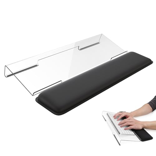 Laborio Computer Keyboard Wrist Rest Stand for Desktop, Keyboard Holder for Easy Typing with Wrist Pad for Office Desk, Home, School (Clear) - color: Clear