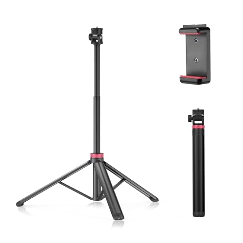 ULANZI 81" Tall Tripod for Camera&Phone, Extendable Aluminum Light Stand, Adjustable Travel Tripod with 1/4" Screw&Phone Clamp, 360° Ball Head, for Camera Video Light, for Vlog/Livestream/Ring Light
