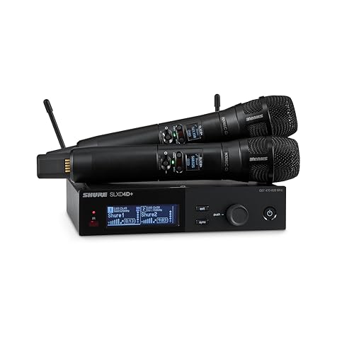 Shure SLXD24D+/58 Dual Handheld Wireless System - SLXD4D+ Dual Receiver, 2 SLXD2+ Handhelds with Nexadyne 8/C Capsule, Bluetooth Monitoring, G57 Band - style: Nexadyne 8/C Capsule