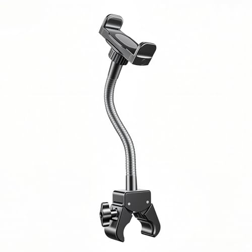 KBC1417 Mic Stand Phone Holder, Heavy-Duty Gooseneck Phone Holder with Super Clamp & Universal Phone Mount, Adjustable 360° Flexible Arm Clip for Mic Stand, Music Stand, Tripod, 9-INCH - size: 9" with Clamp
