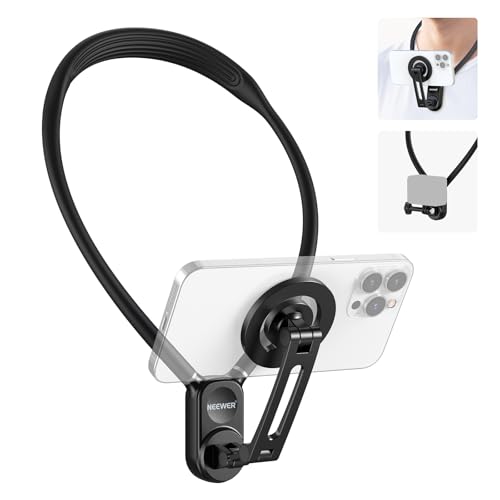 NEEWER Magnetic Neck Holder for Action Camera & Phone, Hands Free Tripod Chest Mount Compatible with GoPro DJI Insta360 Magsafe iPhone Android, Phone Holder for Video Recording POV Vlog, GP16 - style: GP-16(Black)