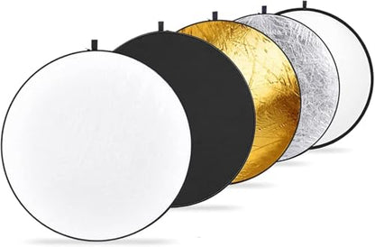 NEEWER 43 Inch/110 Centimeter Light Reflector Diffuser 5 in 1 Collapsible Multi Disc with Bag - Translucent, Silver, Gold, White, and Black for Studio Photography Lighting Outdoor - size: 110cm