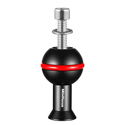 MINIFOCUS 1" Ball Adapter with M6 & 1/4" Threaded Stud, Aluminum Alloy Fixed Ballhead Mount Adapter for Action Camera & Camcorder Compatible Underwater Tray Bracket Flashlight System