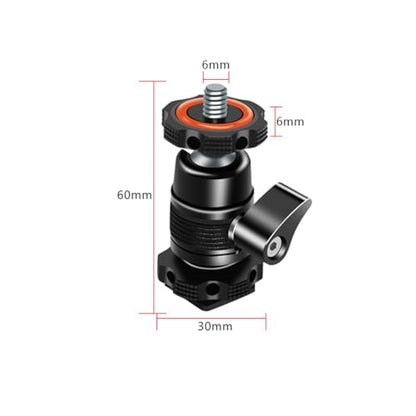 Andoer Mini Ball Head Adapter Monitor Mount Cold Shoe Adapter Aluminum Alloy with 1/4 Inch Screw for Mounting Camera Monitor Microphone LED Video Light