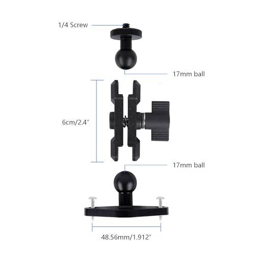 Aluminum 1/4"-20 Mount with Drill Plate Base for Monitors, CCTV Cameras, Camcorders, 360° Rotation Adjustable Camera Mount for Installation on Car Dashboard, Ceiling, and Walls