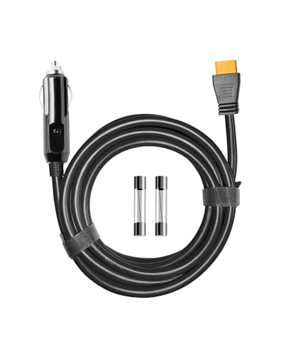 3M(10FT) 12V/24V Car Charging Cable to XT60 Connector, 14 AWG Cigarette Lighter Charger, Compatible with Anker SOLIX C300/C1000/F2000, EcoFlow Delta 2, BLUETTI AC2A Power Station, Black - color: Black