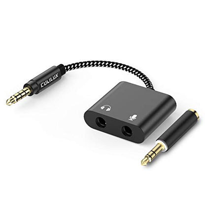 Cubilux 3.5mm Headphone Microphone Combiner, 3.5mm TRRS Male to TRS Female AUX MIC Splitter Compatible with Xbox One/360 PS4 PS5 MacBook Laptop PC Phone Computer Rode VideoMicro - color: Black, size: 3.5mm, HP+MIC