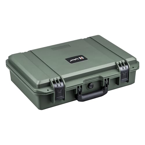 Lykus HC-4410 Waterproof Hard Case with Customizable Foam Insert, Interior Size 17.32x11.42x4.72 in, Suitable for up to 16" laptop,Starlink Mini,keyboard,drill,audio mixer,mic,flashlight,and more - color: Green, style: Hc-4410