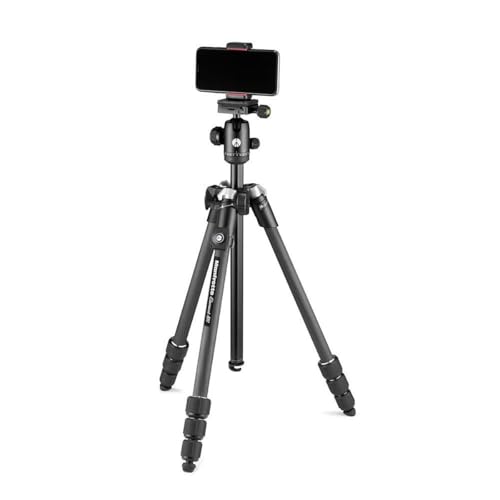 Manfrotto Element MII Mobile Bluetooth 4-Section Carbon Fiber Traveler Tripod, Black | 8kg Load, 160cm Max, Folds 43cm, 1.35kg, Arca Ball Head, Phone Clamp and Bt - style: 4 Sections Carb Mobile