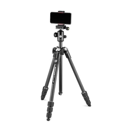 Manfrotto Element MII Mobile Bluetooth 4-Section Carbon Fiber Traveler Tripod, Black | 8kg Load, 160cm Max, Folds 43cm, 1.35kg, Arca Ball Head, Phone Clamp and Bt - style: 4 Sections Carb Mobile