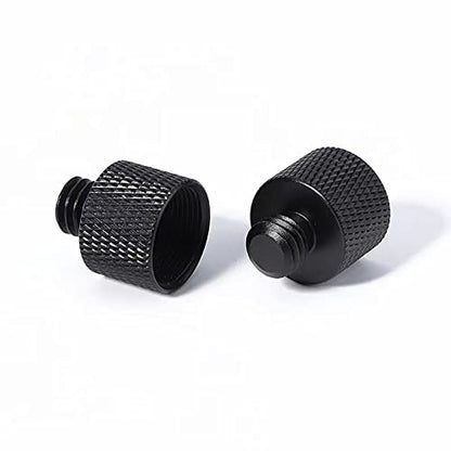 Mic Stand Adapter 5/8 to 3/8 and3/8 to 5/8 Mic Screw Adapter Thread for Microphone Stand Mount to Camera Tripod Adapter 2 Pack (mic screw adapter 5838 black)