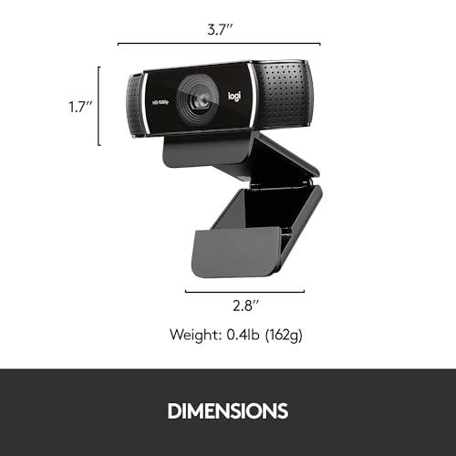 logitech C922 Pro Stream Webcam 1080P Camera for HD Video Streaming & Recording 960-001087(Renewed)