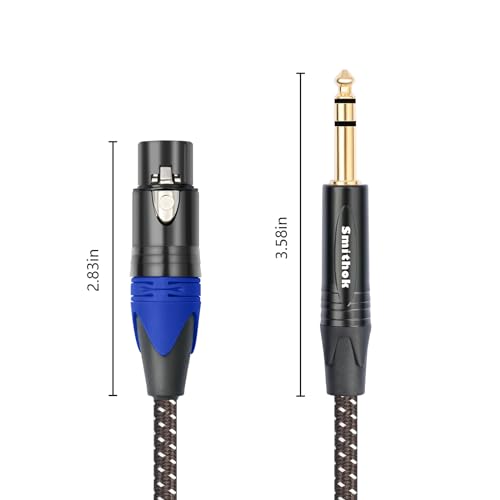 Smithok 2Pack 1/4" to XLR Cable,Heavy Duty Nylon Braided,Gold Plated Plug,Balanced 1/4" TRS (Quarter Inch 6.35mm) to 3pin XLR Female Patch Cable, Microphone Cable, for Speaker,Mixer-6.6ft - size: 2 Pack 6.6 ft