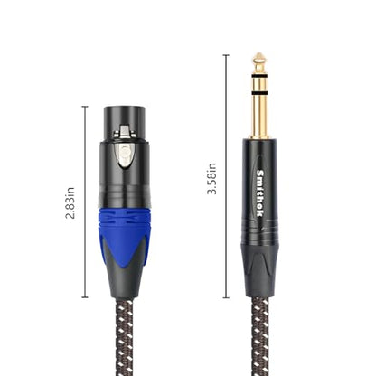 Smithok 2Pack 1/4" to XLR Cable,Heavy Duty Nylon Braided,Gold Plated Plug,Balanced 1/4" TRS (Quarter Inch 6.35mm) to 3pin XLR Female Patch Cable, Microphone Cable, for Speaker,Mixer-6.6ft - size: 2 Pack 6.6 ft