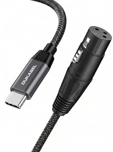 DUKABEL Type-C to XLR Microphone Cable, USB-C Male to XLR Female Adapter with 24bit/96KHz, 1.2Meter/4FT Mic Recording Cord for PC, Laptop, Smartphone etc,. - size: 1.2Meter/4Feet