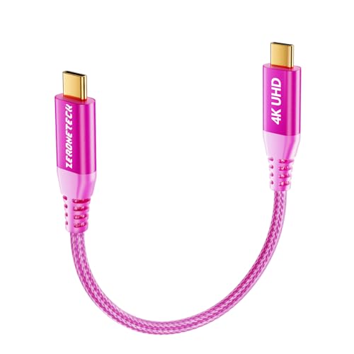 ZeroneTeck USB C Monitor Cable [1ft, Pink], 20Gbps High-Speed Data Transfer, 4K@60Hz Display Video Output, USB 3.2 Gen 2x2 100W Charging for iPhone 17,MacBook,iPad,Dell,HP,KYY,ARZOPA,Portable Monitor - color: Pink, size: 1FT, style: Straight