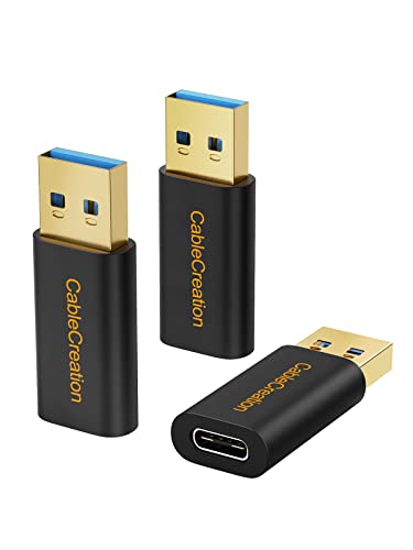 CableCreation 3-Pack USB C Female to USB Male Adapter, USB 3.1 5Gbps to USB C Adapter Compatible with Laptops, Logitech StreamCam VR Link for Charging - style: Adapter-3Pack