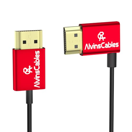 Alvin's Cables 8K HDMI Cable 2.1 48Gbps High Speed Φ2.4mm Ultra-Thin HDMI 8K@60Hz 4K@120Hz for Sony A7 A9, BMPCC, for Canon C70, for Panasonic, for Atomos Ninja, for SmallHD, Left Angle 30cm|11.8in - color: Left to Straight, size: 11.8in