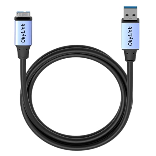 OkyLink USB 3.0 A to Micro-B Cable, Male to Male, 5Gbps 5ft | 1.5M, 3.2 Gen 1, for External Hard Drive HDD SSD - color: Gray USB3.0, size: 5ft (1.5m)