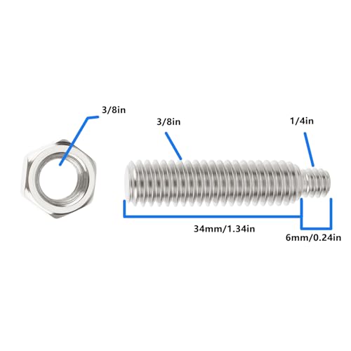 ECSiNG 2pcs 1/4" to 3/8" Threaded Tripod Screw Adapter Stainless Steel with Nuts for Tripod
