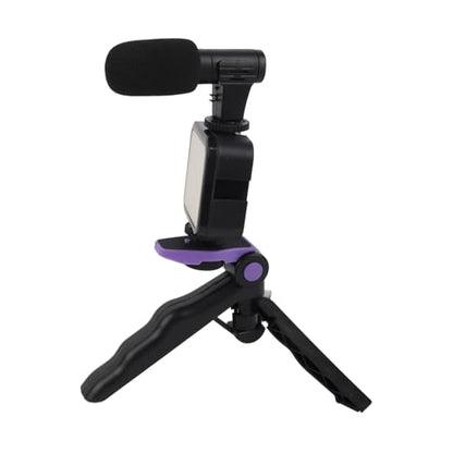 Live Video Mobile Phone Photography Set with Fill Light, Microphone & Desktop Tripod, Adjustable Brightness & Noise Reduction - Portable Live Streaming Kit for Content Creato