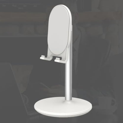 WOONEKY Universal Desktop Phone Stand Bracket for Home and Office Metal Alloy Phone and Tablet Holder Support with Rotatable Base for Live Streaming and Video Calls
