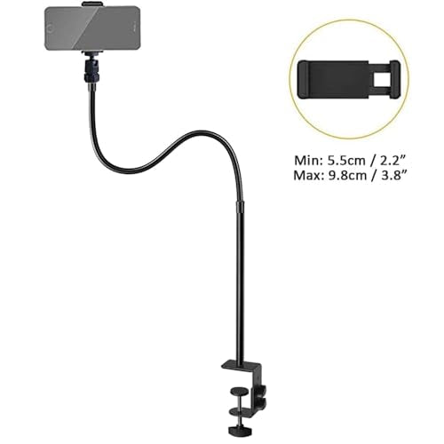 Webcam Stand Phone Holder Desktop Adjustable Gooseneck & Pole Video Clamp Stand Camera Mount for Cellphones, Logitech Webcam C922 C930e C920S C920 C615, Etc. (1/4" Threads, 7.5cm Clamp) - style: 7.5cm Clamp (Webcam Phone Stand)