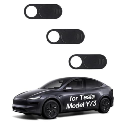 Camera Cover Slide for Tesla Model Y 3 X S Y L | 0.03in Ultra Thin Webcam Cover for Laptop, Computer, Tablet, Cell Phone Web Cam Sticker Blocker Protect Your Privacy, 3 Pack