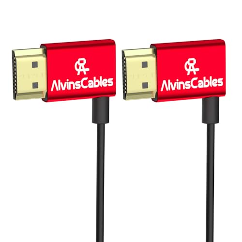 Alvin's Cables 8K HDMI Cable 2.1 48Gbps High Speed Φ2.4mm Ultra-Thin HDMI 8K@60Hz 4K@120Hz for Sony A7 A9, BMPCC, for Canon C70, for Atomos Ninja, for SmallHD, Left to Left Angle 30cm|11.8in - color: Left to Left, size: 11.8in