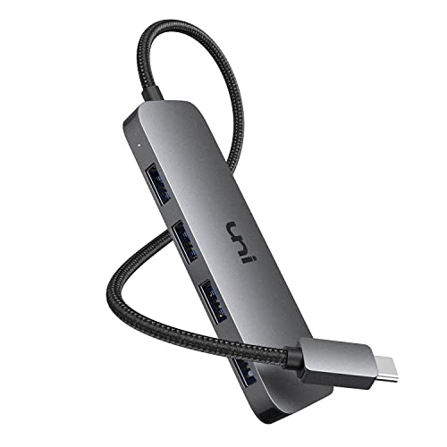 uni USB C to USB Hub 4 Ports 2ft, Sturdy Braided USB Type C to USB Adapter with 4 USB 3.0 Ports, Thunderbolt 3 to Multiport USB 3.0 Hub Adapter for MacBook Pro/Air 2020/2019, iPad Pro - size: 2FT