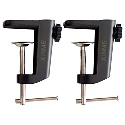 Desk lamp Clamp: 2PACK 1/2 Enlarge Hole Replacement C Clamp for Desk Light,Magnifying Glass with Light,Table Mic Stand,Mic Arm Desk Mount,Swing Arm Phone Holder,for Home Office Work Task (BLACK) - color: Black